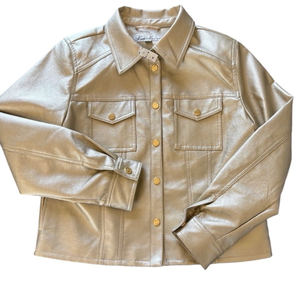 Kenneth Cole Brushed Gold Metallic Vegan Leather Jacket